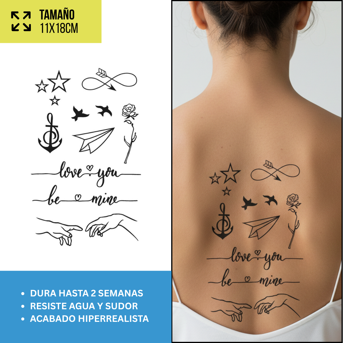 Tatuajes Temporales Minimal & Lettering | Diseños Realistas