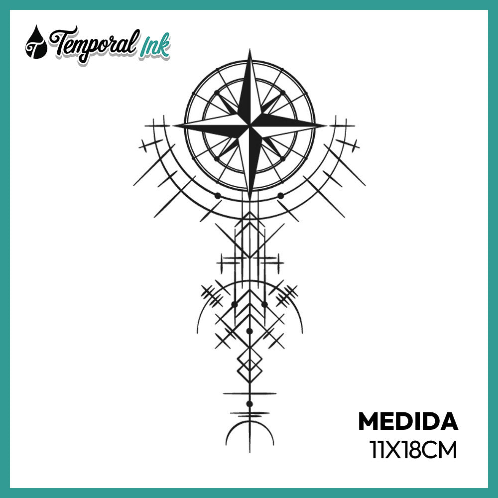 Tatuaje Brújula geométrica