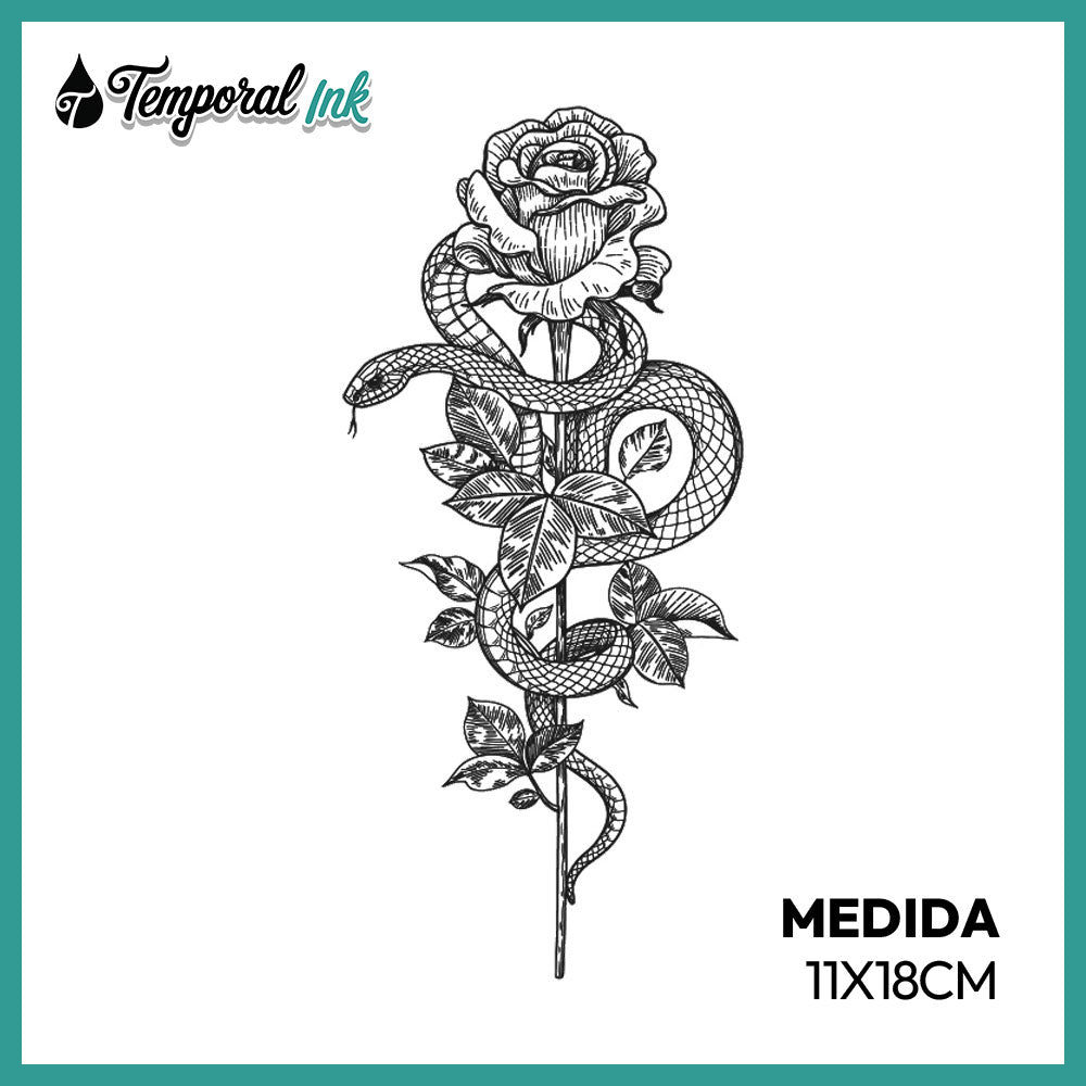 Tatuaje Rosa con serpiente