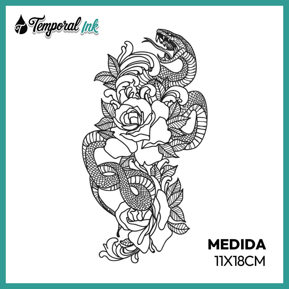 Tatuaje Serpiente entre rosas