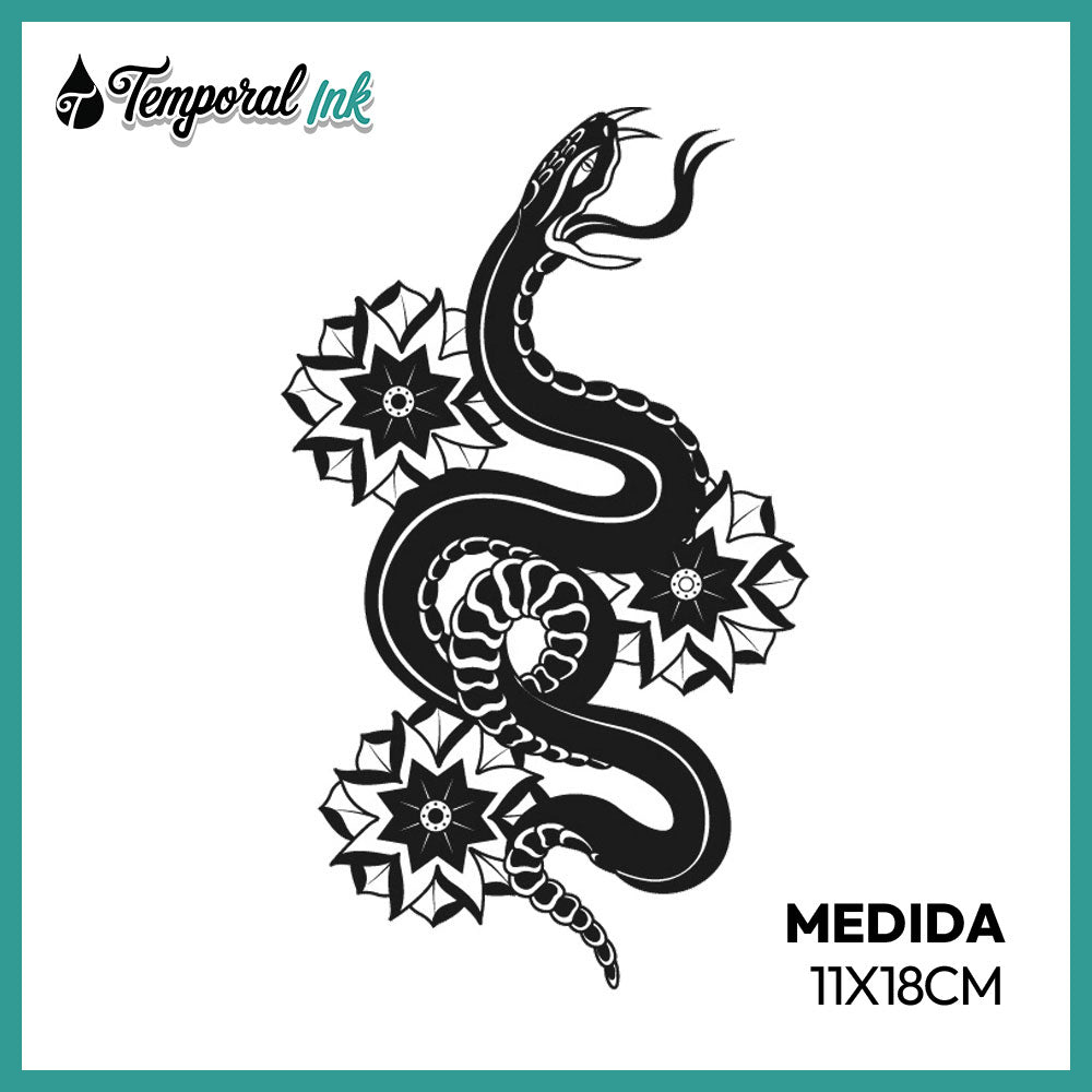 Tatuaje Serpiente con flores