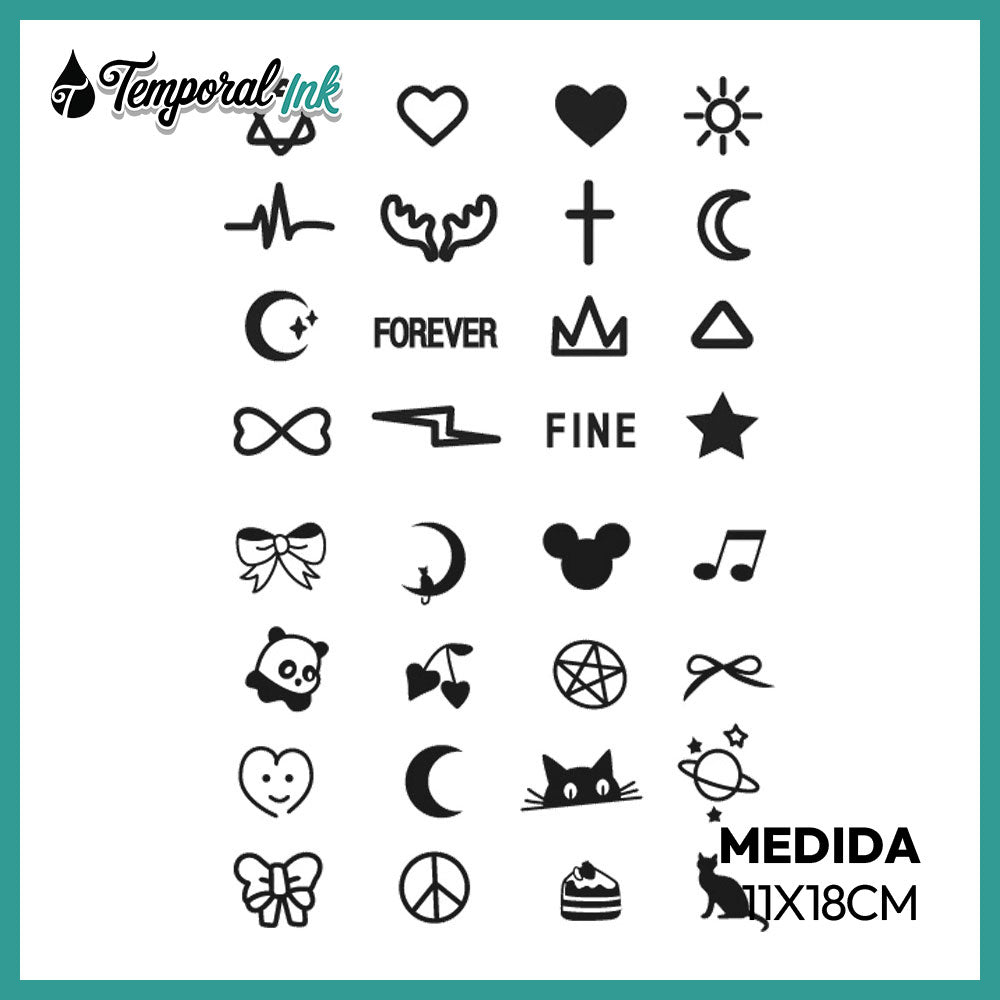 Tatuaje Mini íconos “Forever / Fine”