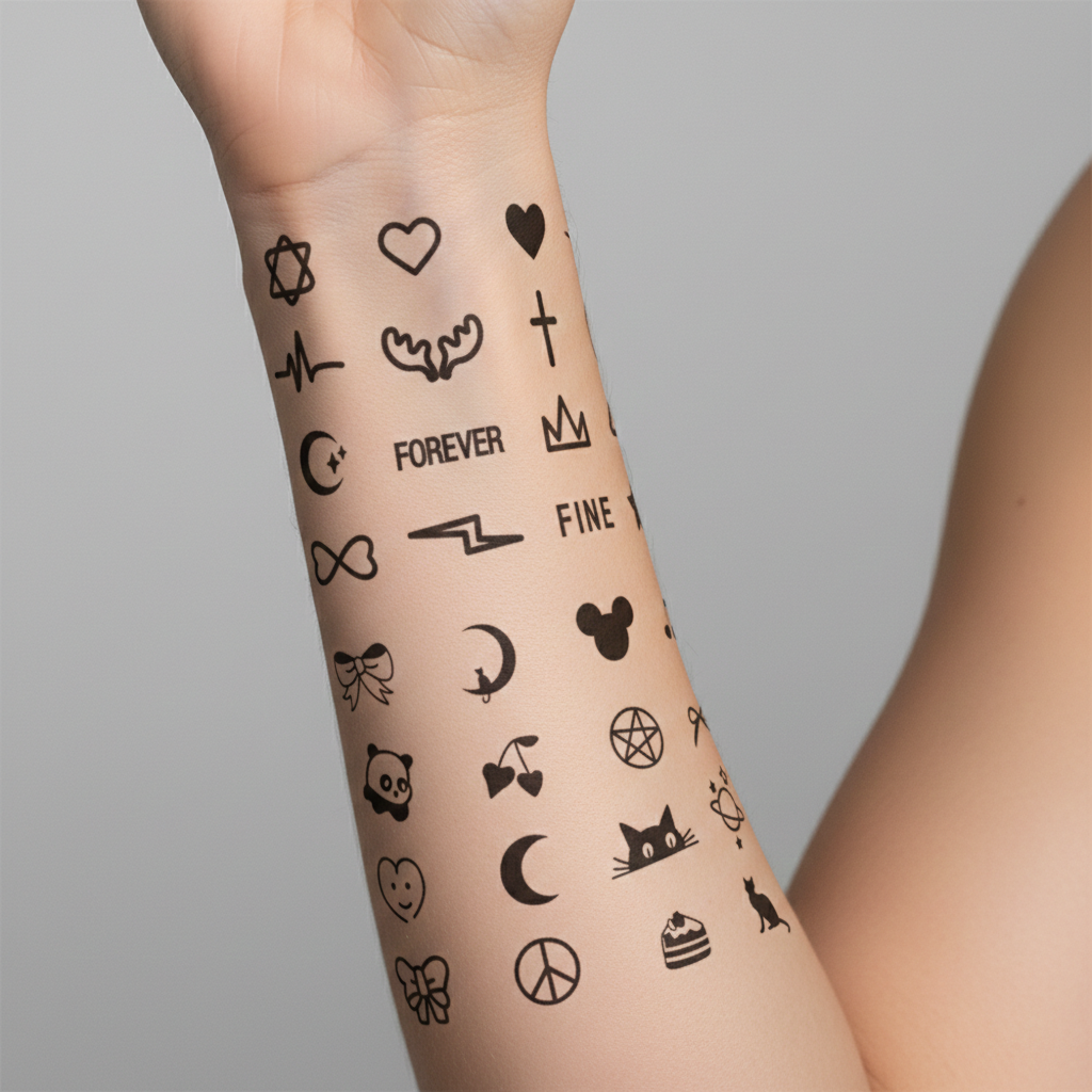 Tatuaje Mini íconos “Forever / Fine”