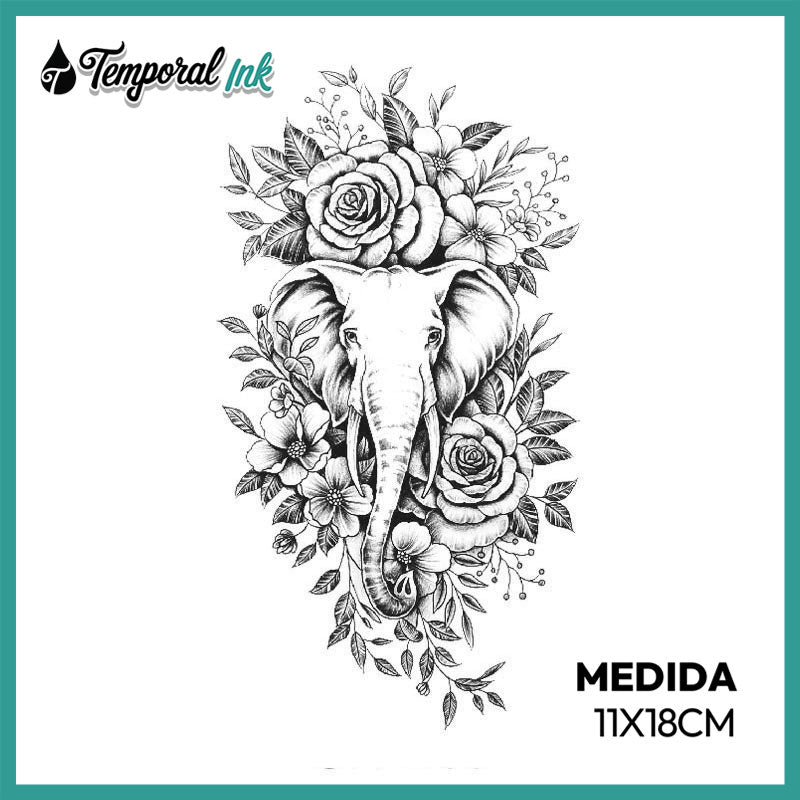 Tatuaje Elefante floral
