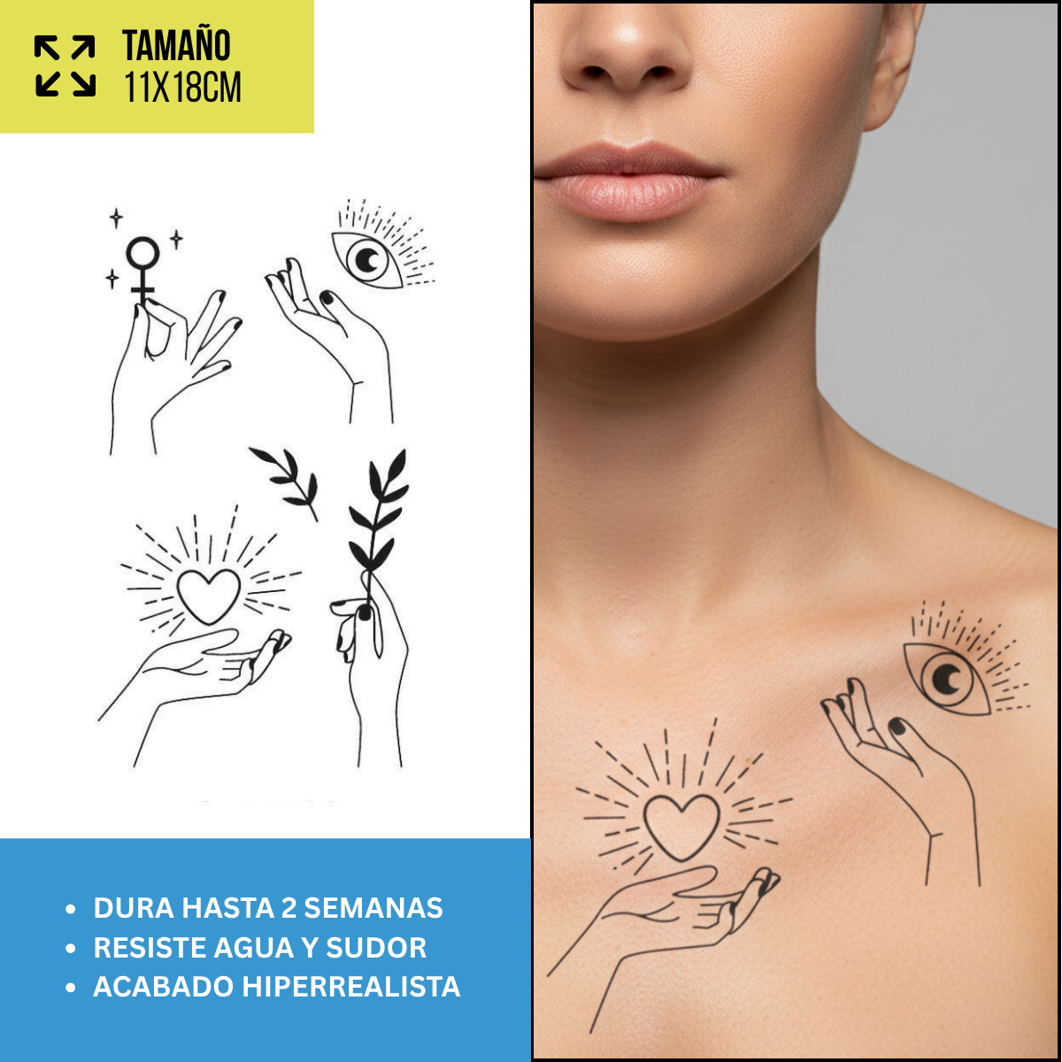 Tatuajes Temporales Místico & Espiritual | Hombre y Mujer