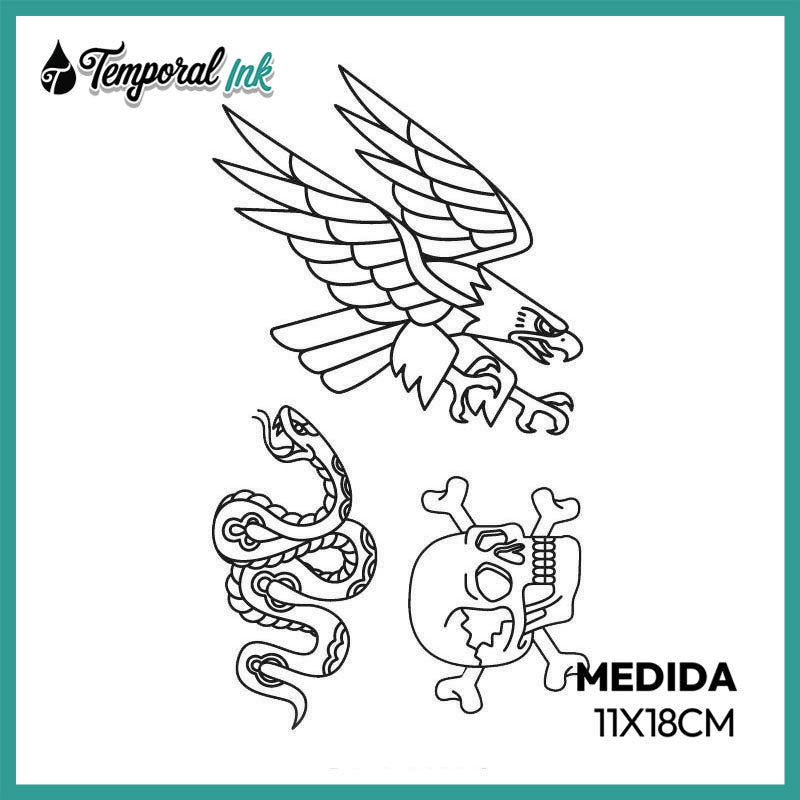 Tatuaje Águila, Serpiente y Calavera