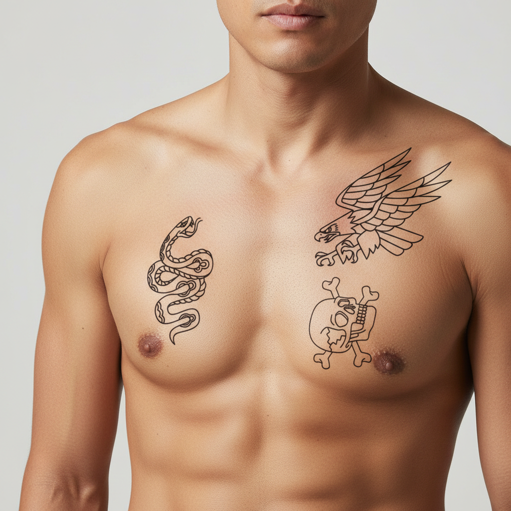 Tatuaje Águila, Serpiente y Calavera