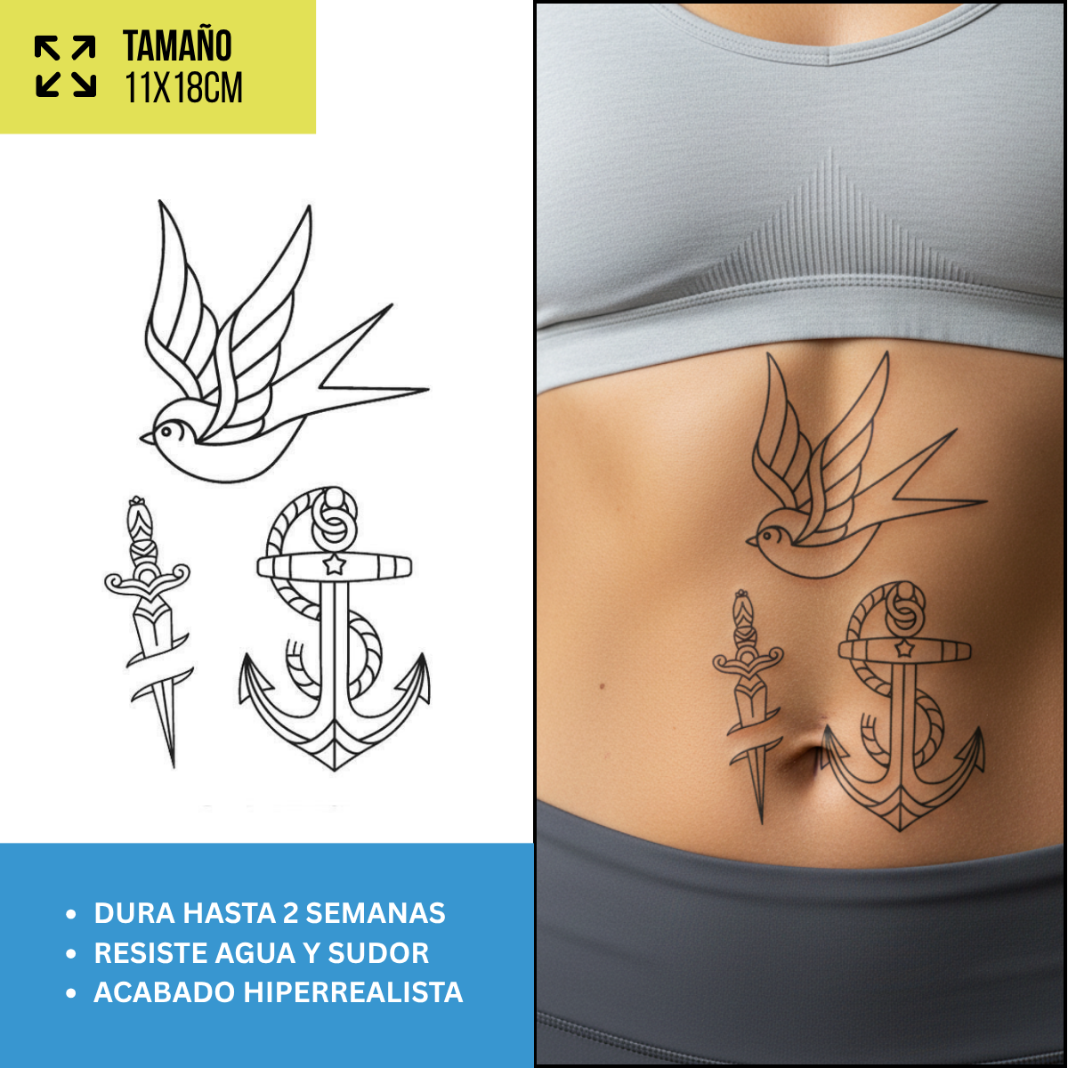 Tatuajes Temporales Náutico & Explorador | Duran Hasta 2 Semanas