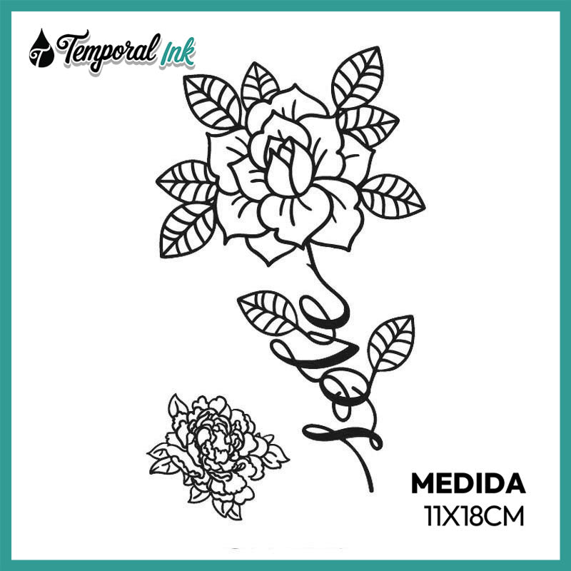 Tatuaje Rosa en línea fina