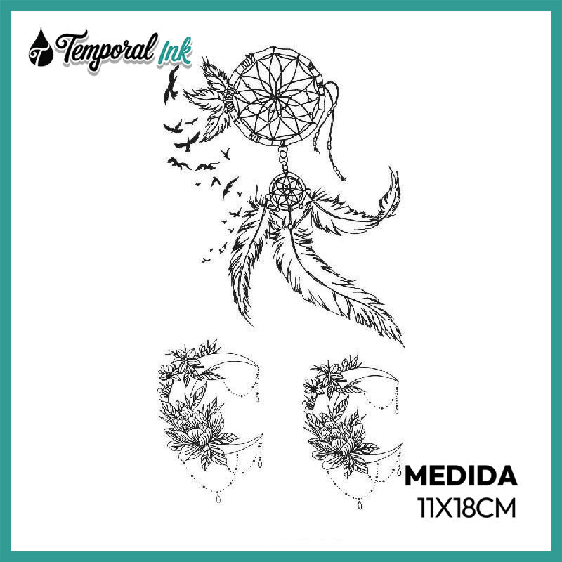 Tatuaje Atrapasueños con plumas