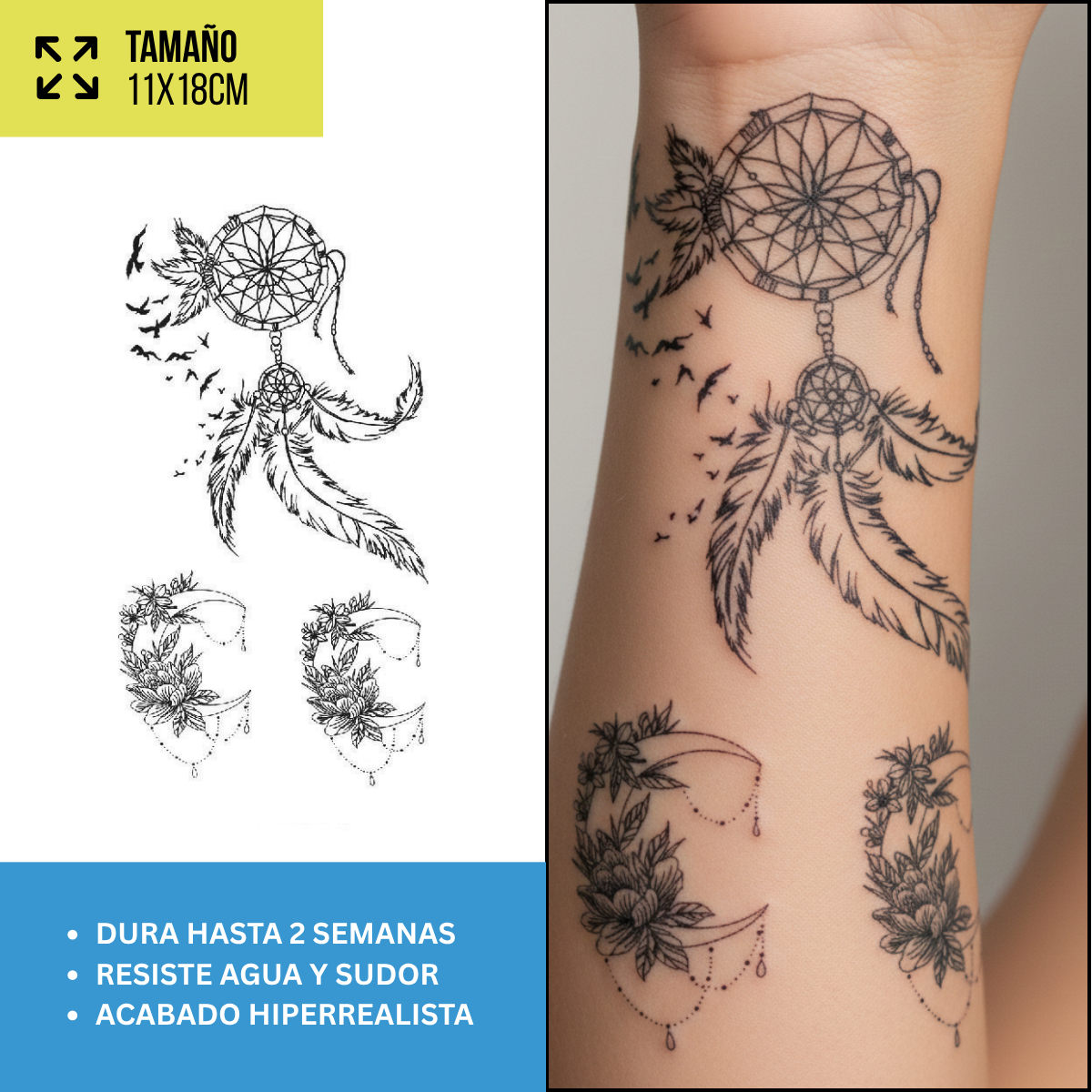 Tatuajes Temporales Místico & Espiritual | Hombre y Mujer