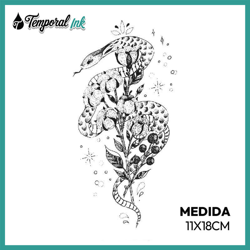 Tatuaje Serpiente floral ilustrada