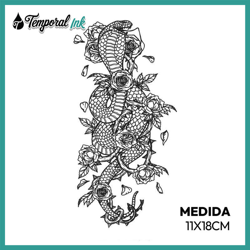 Tatuaje Serpiente con rosas