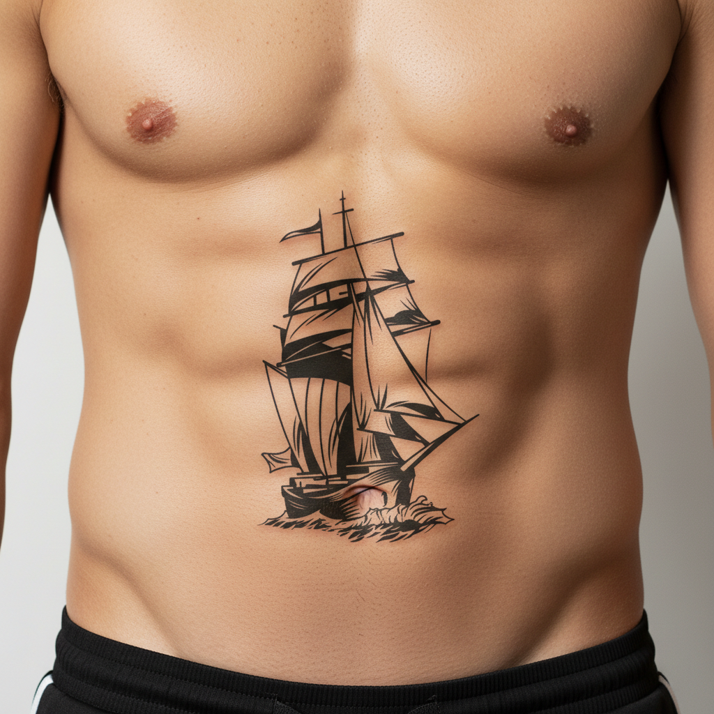 Tatuaje Barco velero clásico