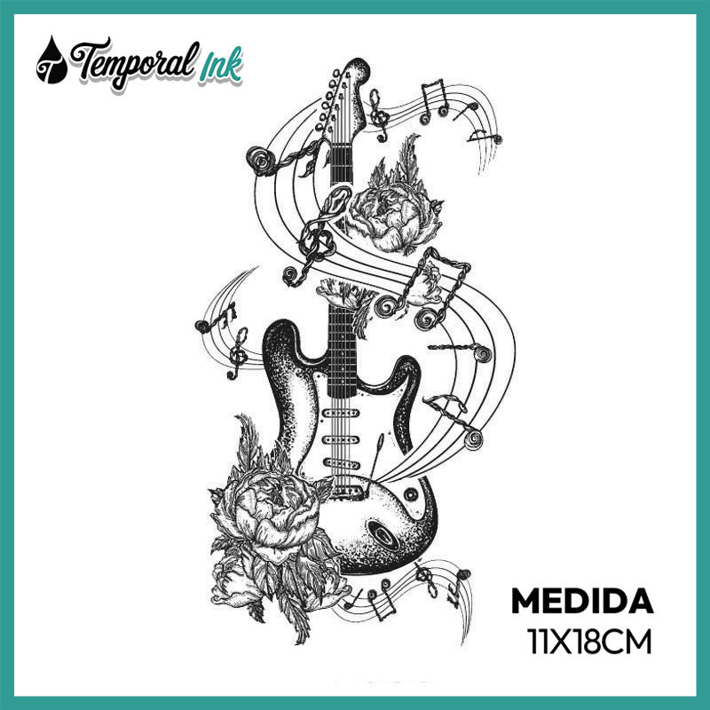 Tatuaje Guitarras con rosas