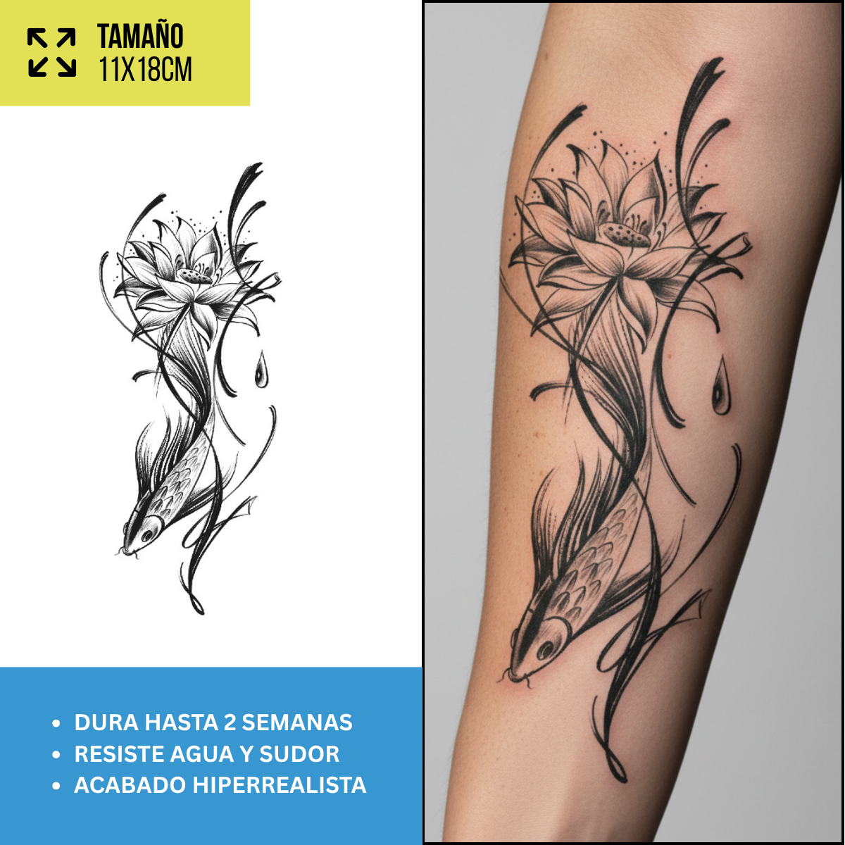 Tatuajes Temporales Florales Fine Line | Diseños Realistas