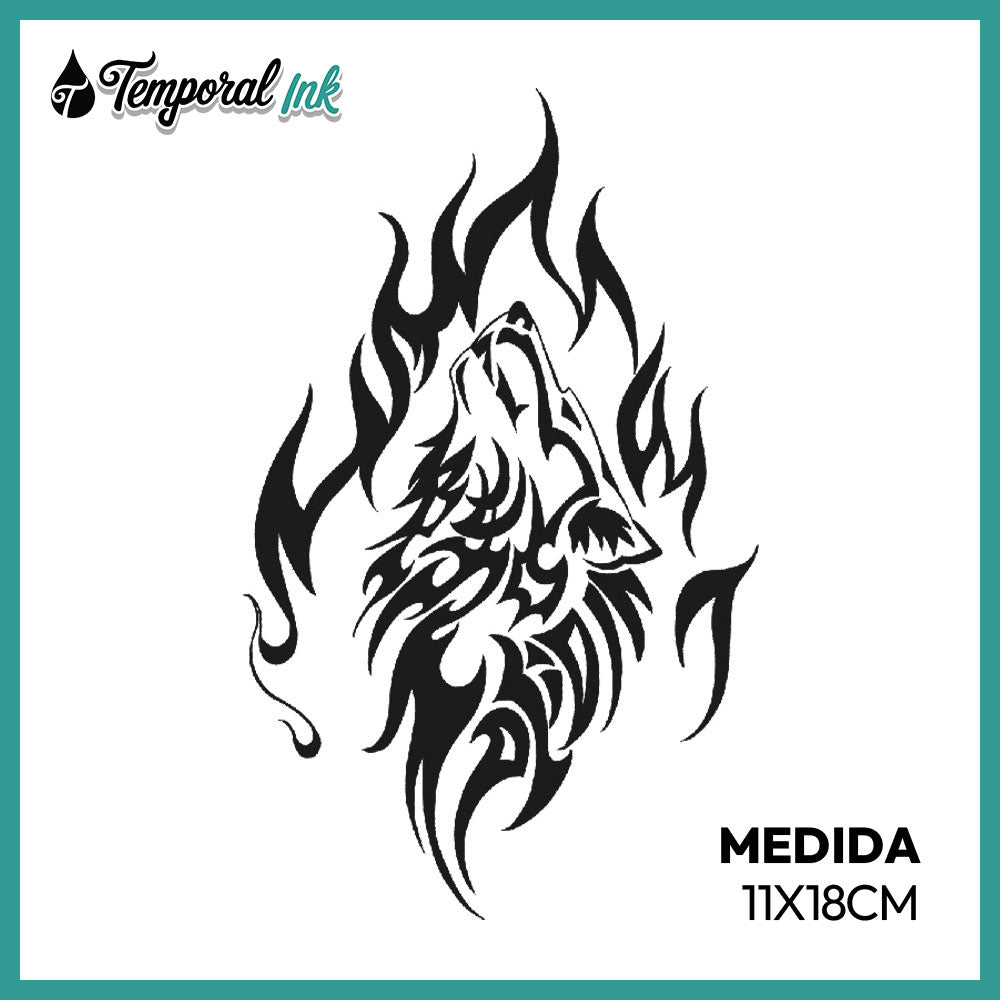 Tatuaje Lobo en llamas