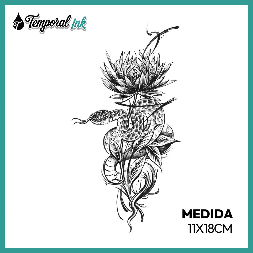 Tatuaje Serpiente con flor