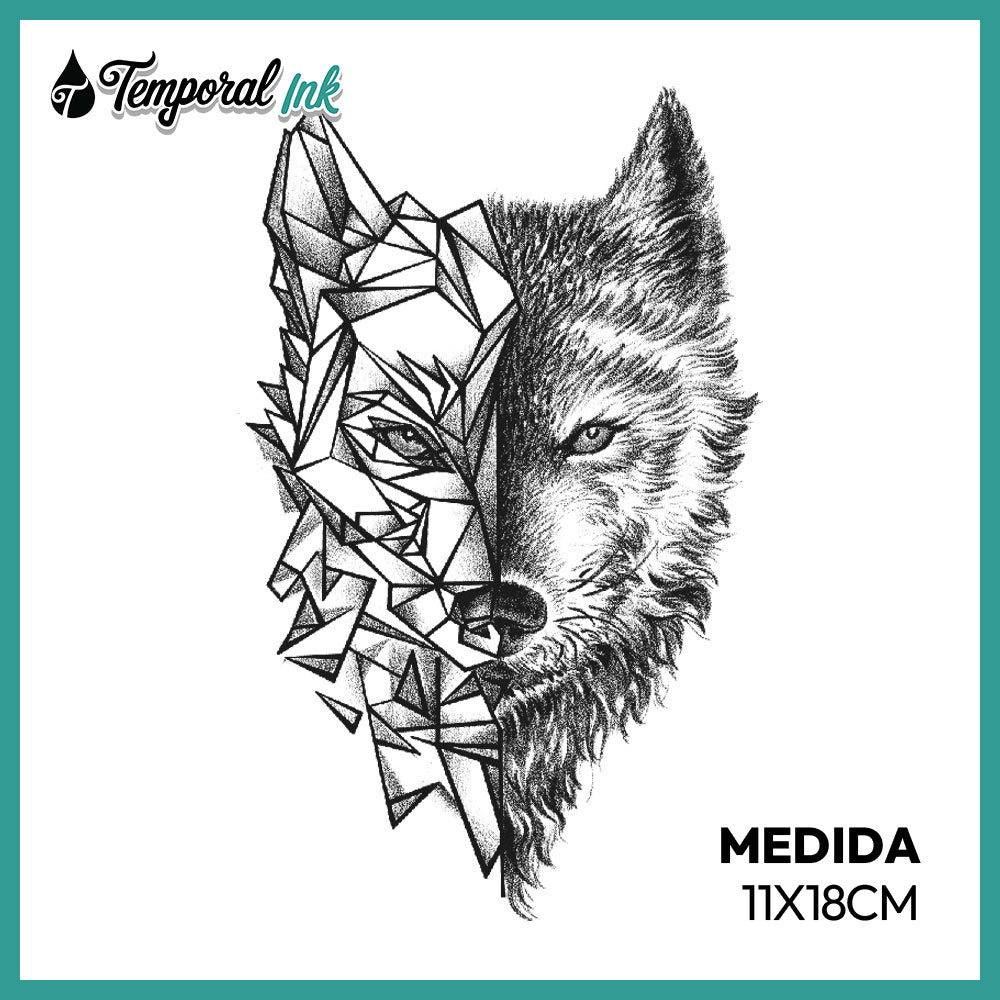 Tatuaje Lobo geométrico
