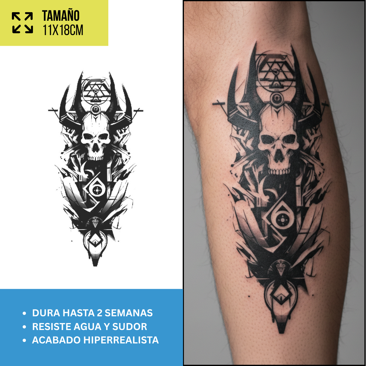 Tatuajes Temporales Dark & Calaveras | Duran Hasta 2 Semanas