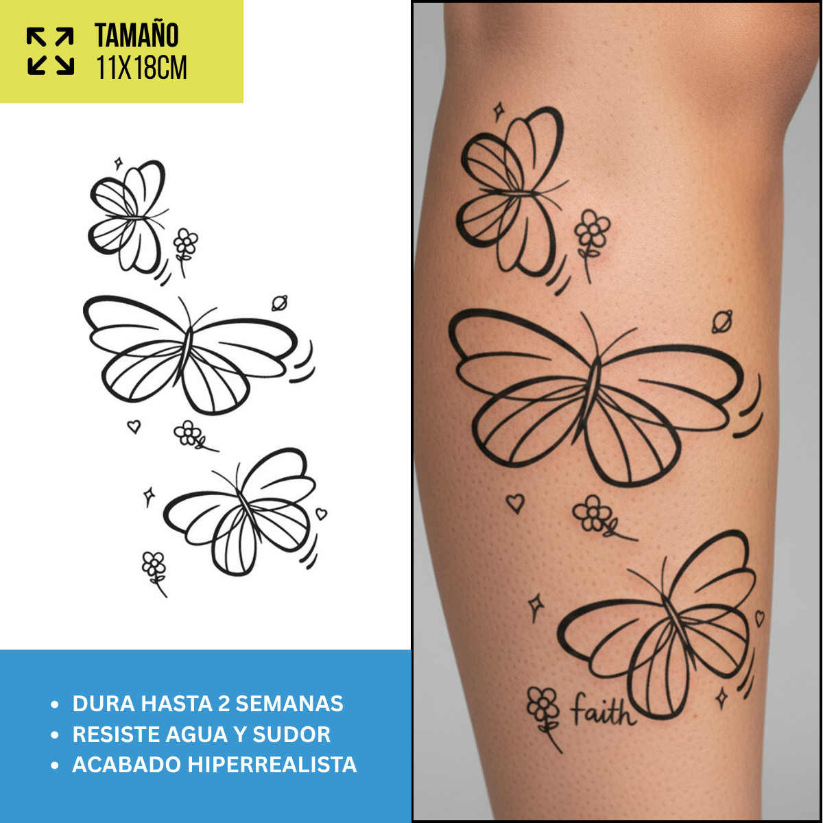 Tatuajes Temporales Mariposas & Delicados | Duran hasta 2 semanas