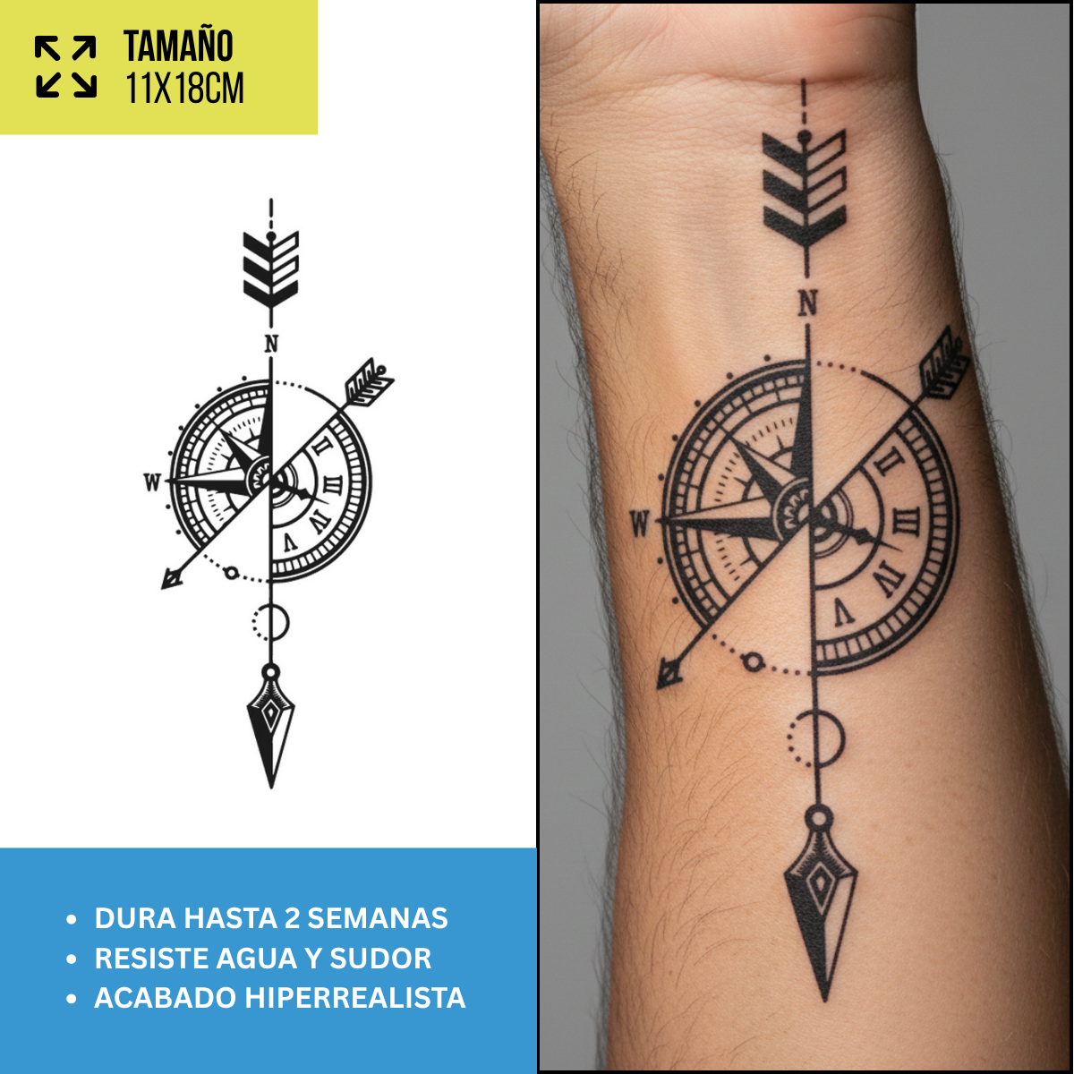 Tatuaje Brújula con Flecha