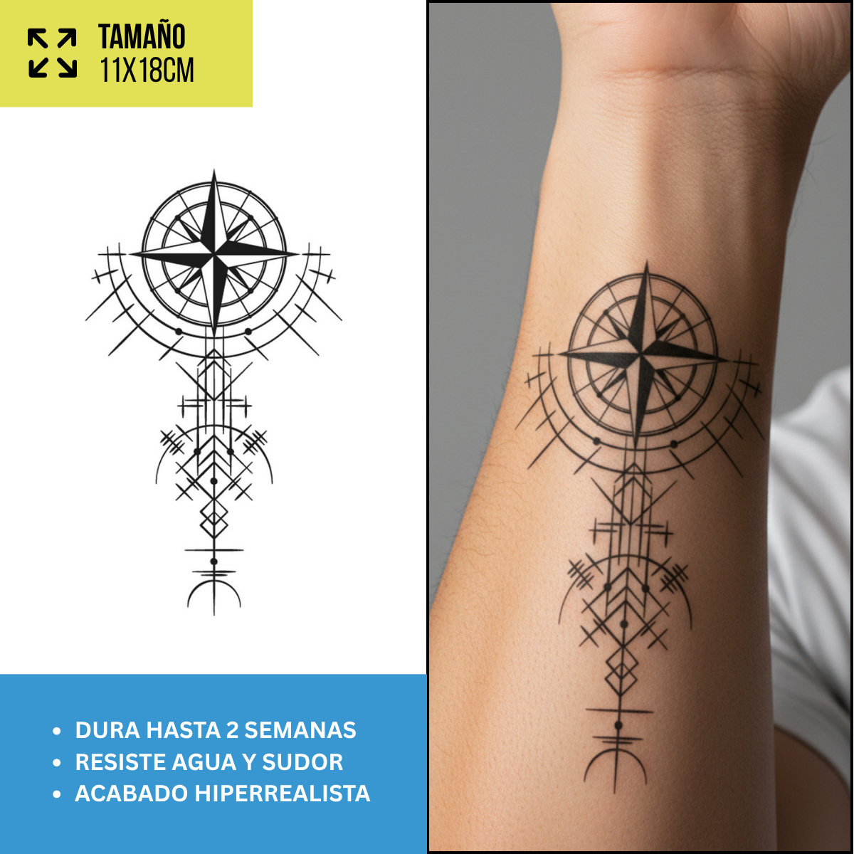 Tatuaje Rosa de los Vientos