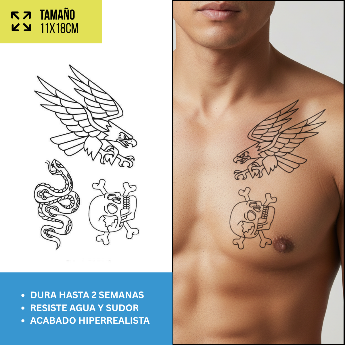 Tatuajes Temporales Dark & Calaveras | Duran Hasta 2 Semanas