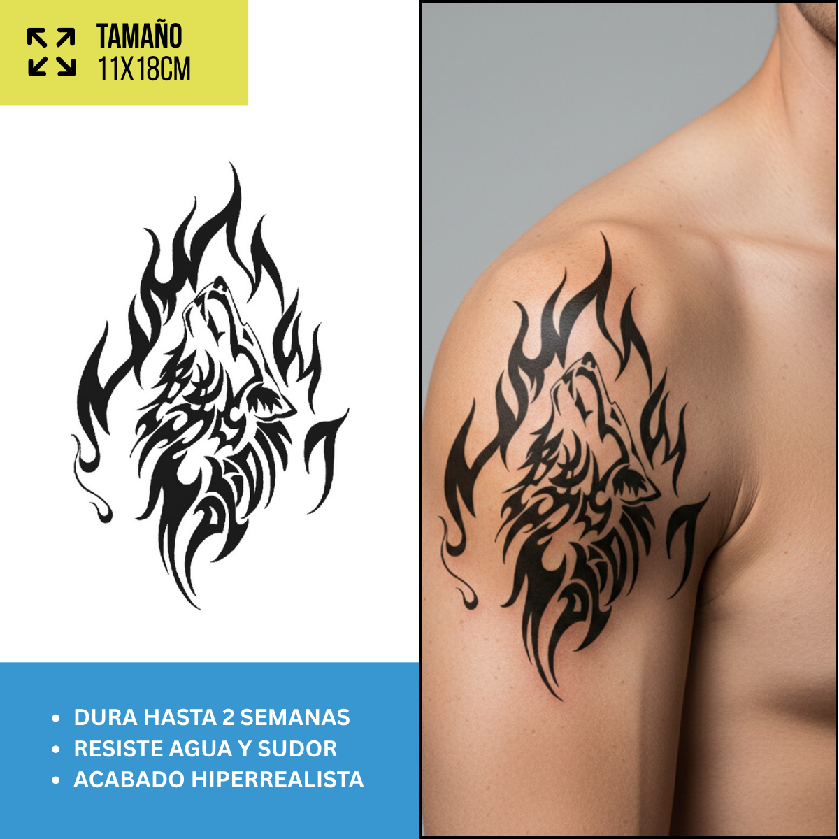 Tatuaje Lobo en llamas