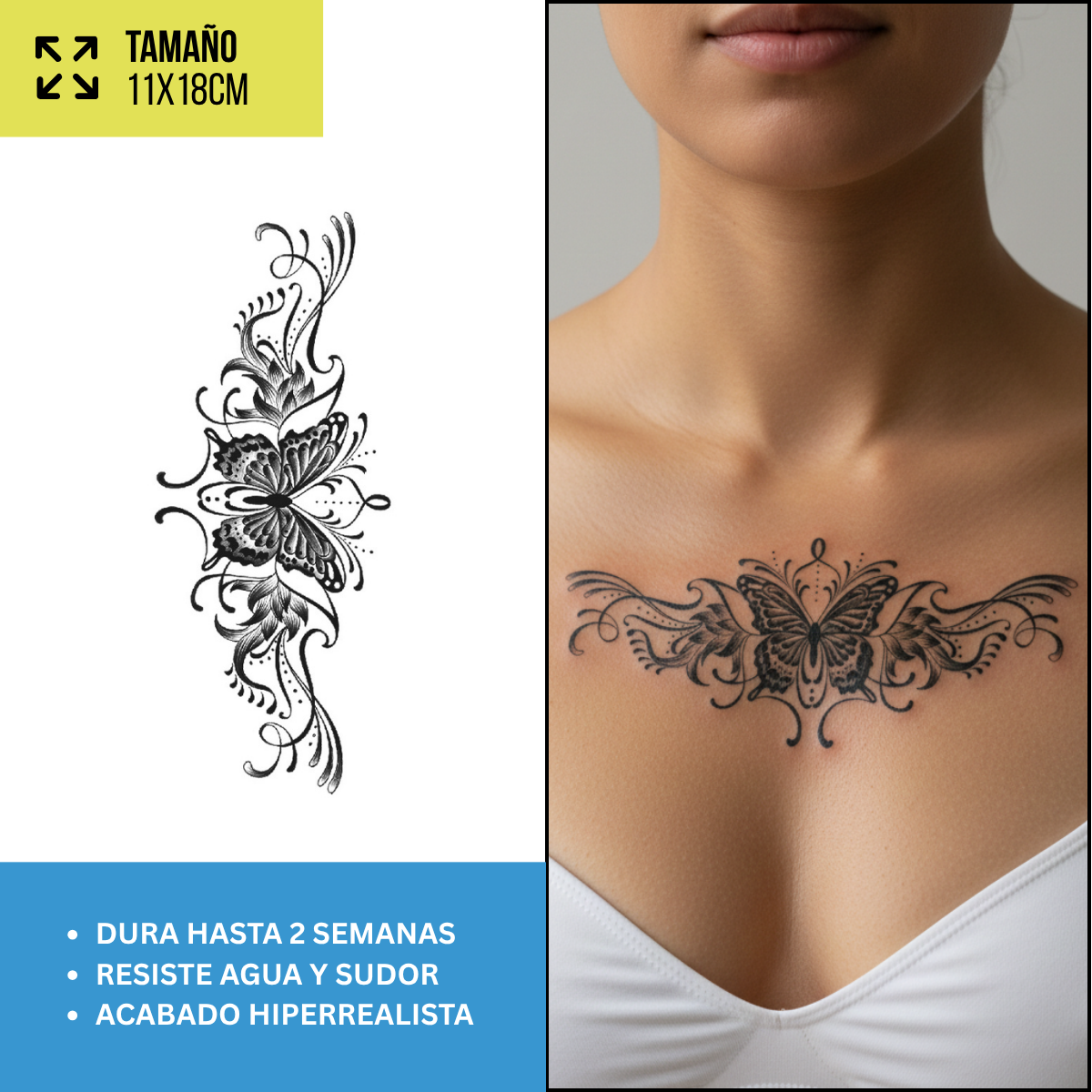 Tatuajes Temporales Mariposas & Delicados | Duran hasta 2 semanas