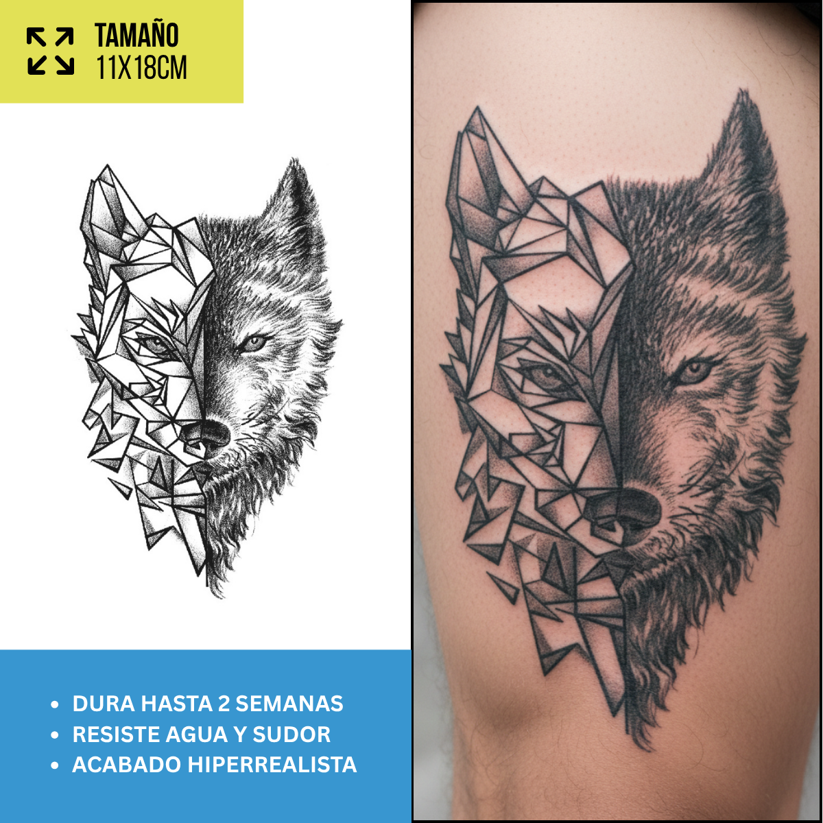 Tatuaje Lobo geométrico
